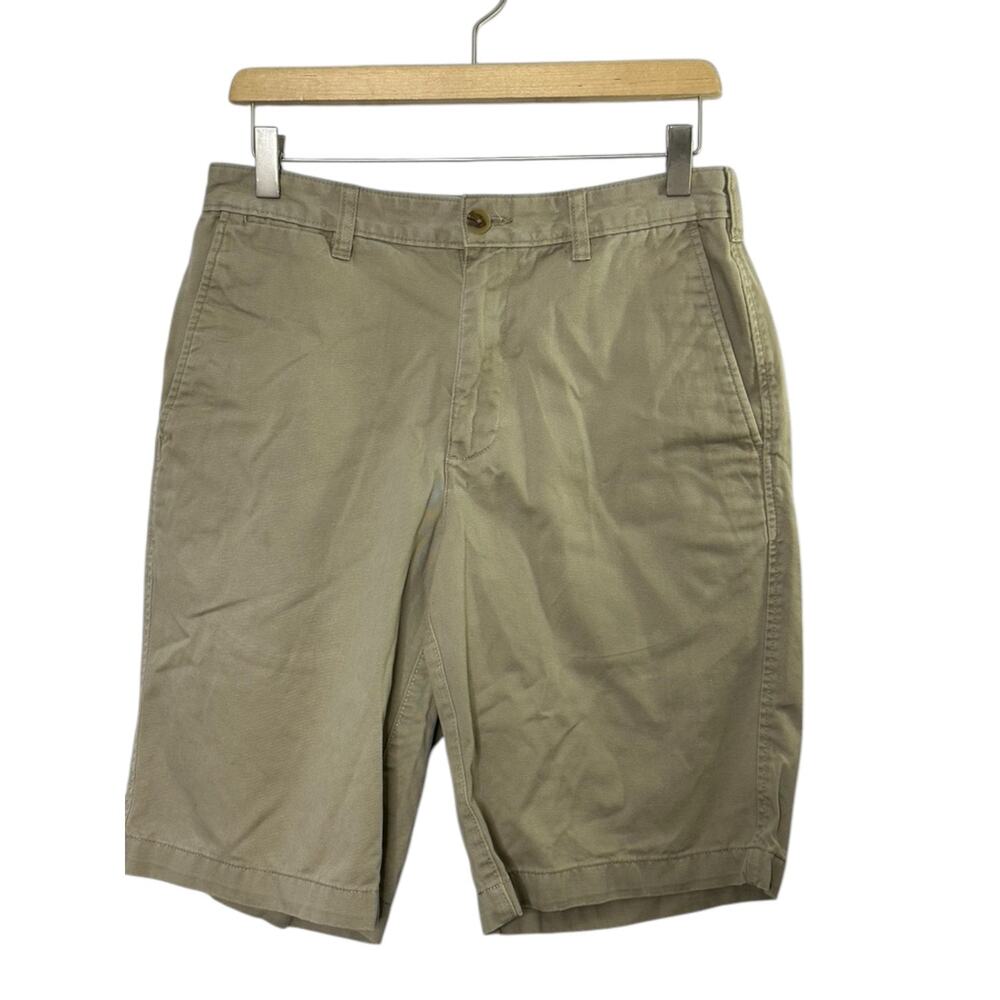 Lands End Traditional Fit 10.5" Khaki Flat Front Chino Shorts Men's Size 30